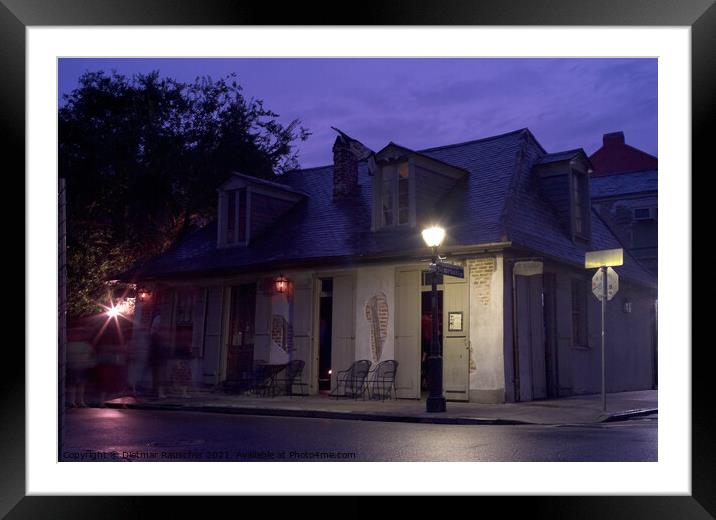 Lafitte's Blacksmith Shop in New Orleans, Louisiana in the evening Framed Mounted Print by Dietmar Rauscher
