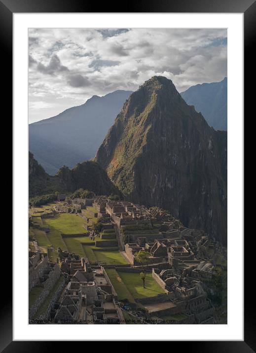 Machu Picchu Ruins in Peru  Framed Mounted Print by Dietmar Rauscher
