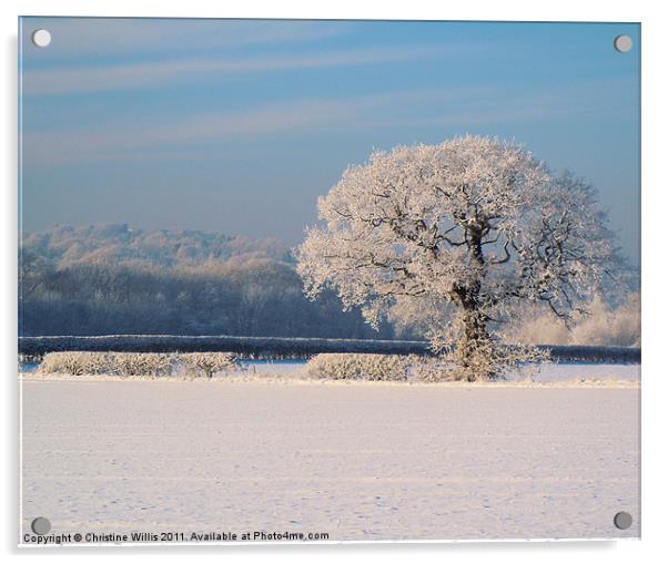 Wintery Tree Acrylic by Christine Johnson