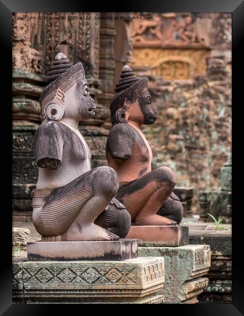 Close Up of Banteay Srei temple, Cambodia Framed Print by Jo Sowden
