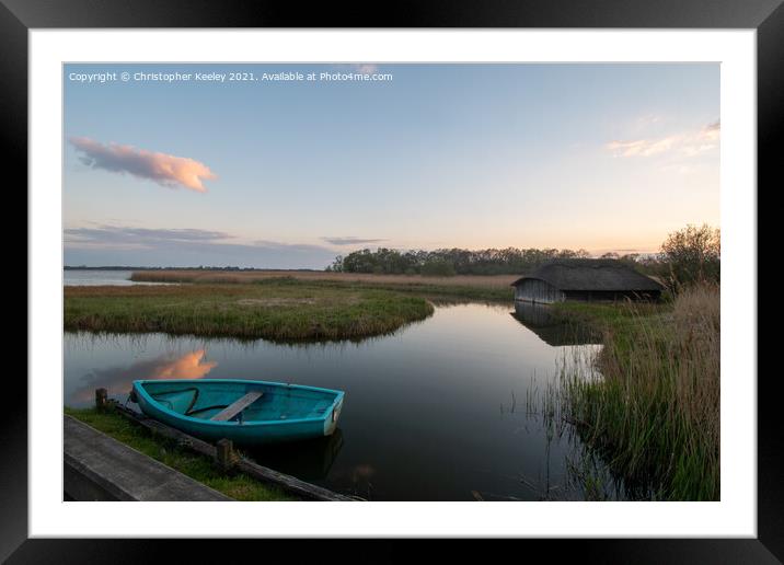 Dusk at Hickling Broad Framed Mounted Print by Christopher Keeley