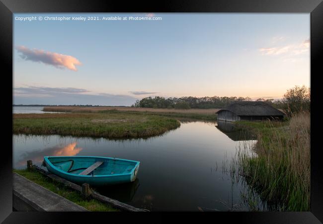 Dusk at Hickling Broad Framed Print by Christopher Keeley