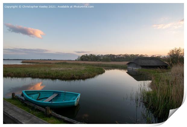 Dusk at Hickling Broad Print by Christopher Keeley