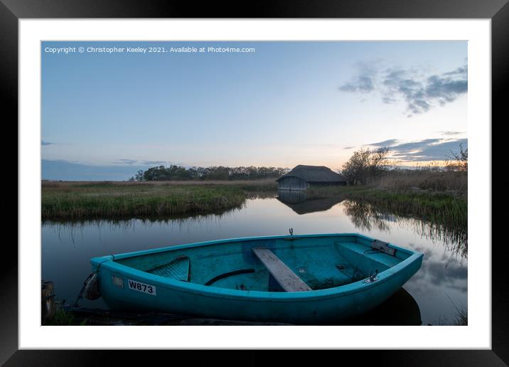 Boat on Hickling Broad Framed Mounted Print by Christopher Keeley
