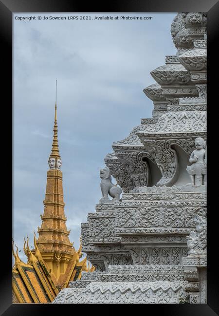 Stupas at the Royal Palace, Phnom Penh, Cambodia Framed Print by Jo Sowden
