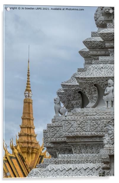 Stupas at the Royal Palace, Phnom Penh, Cambodia Acrylic by Jo Sowden