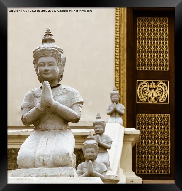 Praying Buddhas Royal Palace, Cambodia Framed Print by Jo Sowden