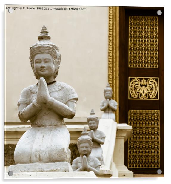 Praying Buddhas Royal Palace, Cambodia Acrylic by Jo Sowden