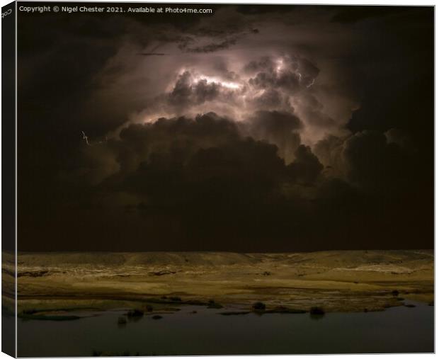 Desert lightning  Canvas Print by Nigel Chester