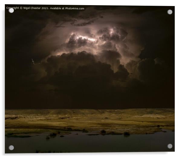 Desert lightning  Acrylic by Nigel Chester