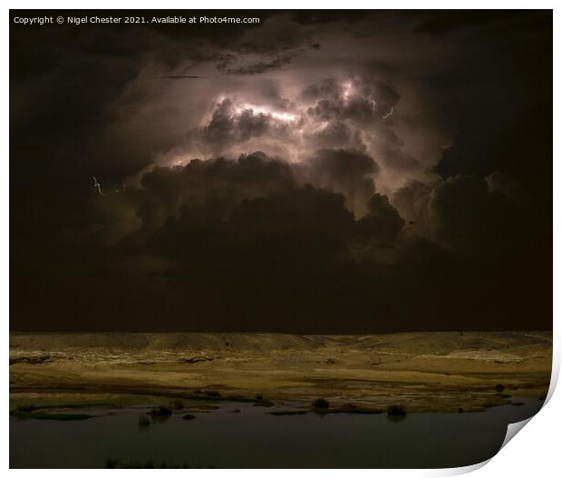 Desert lightning  Print by Nigel Chester