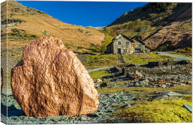 Copper mines mountain cottages, lake district Cumbria 501  Canvas Print by PHILIP CHALK