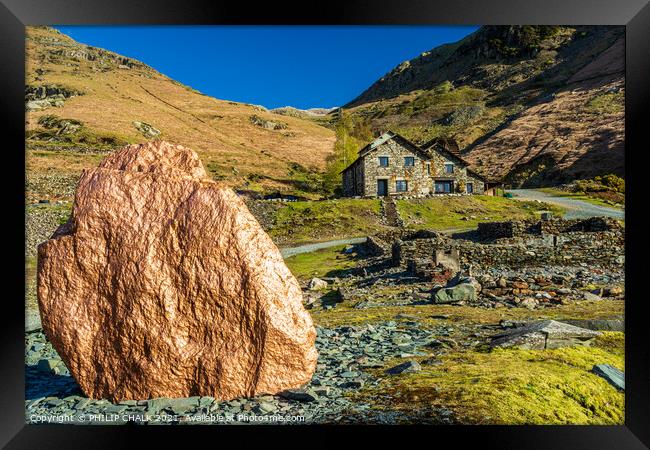 Copper mines mountain cottages, lake district Cumbria 501  Framed Print by PHILIP CHALK