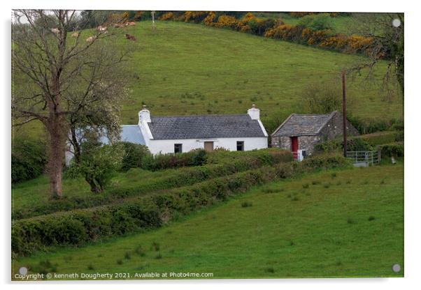 Irish cottage Acrylic by kenneth Dougherty