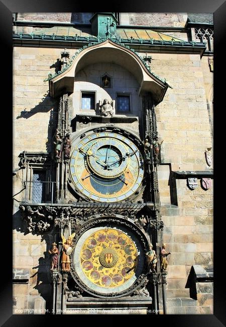 The Prague Astronomical Clock or Prague Orloj  Framed Print by M. J. Photography