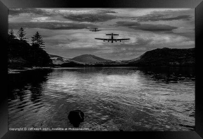Lancaster Night Flight Framed Print by Cliff Kinch