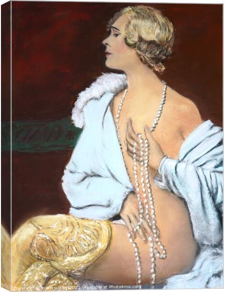 Deco Lady with pearls Canvas Print by robin oakley