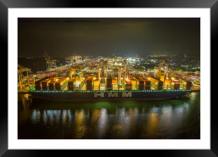 HMM Container Ship. Framed Mounted Print by Angela Aird