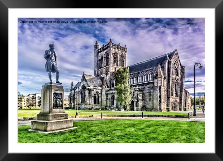 Paisley Abbey & Tannahill Statue Framed Mounted Print by Valerie Paterson