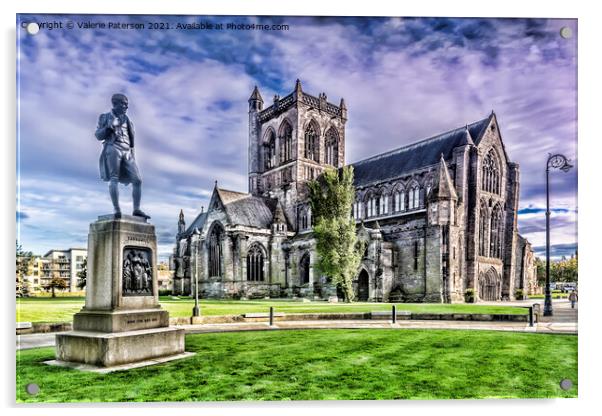 Paisley Abbey & Tannahill Statue Acrylic by Valerie Paterson
