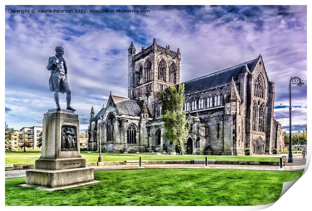 Paisley Abbey & Tannahill Statue Print by Valerie Paterson
