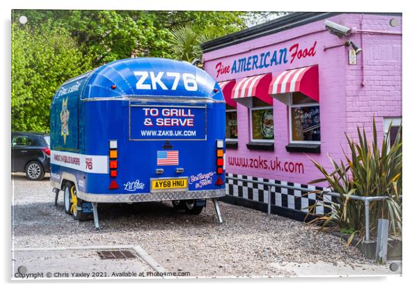 Zaks burger van and American diner, Norwich Acrylic by Chris Yaxley