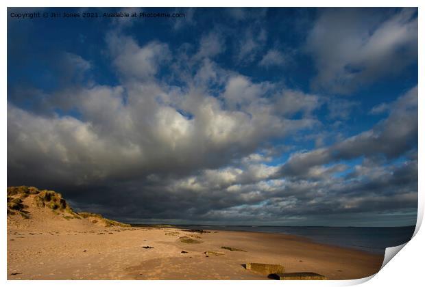 Druridge Bay under Threatening Clouds Print by Jim Jones