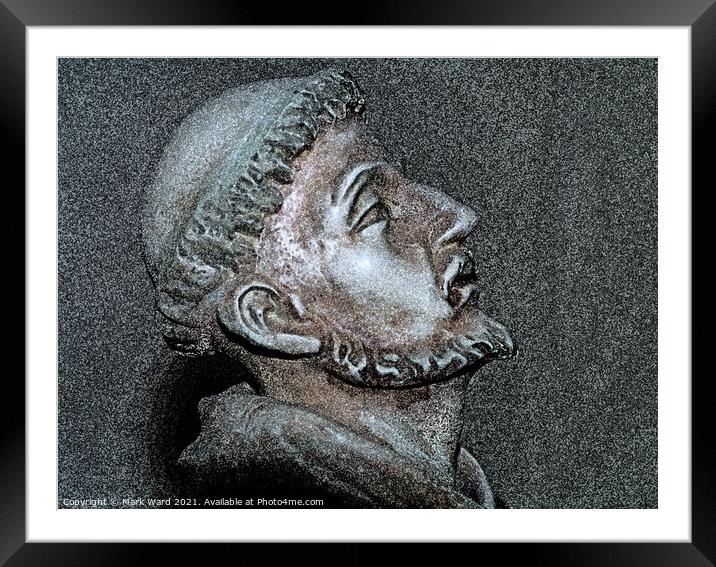 Sculpture of a Saint in Digital. Framed Mounted Print by Mark Ward