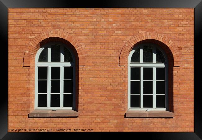 Red brick and windows Framed Print by Paulina Sator