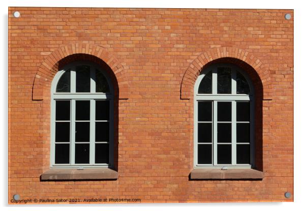 Red brick and windows Acrylic by Paulina Sator