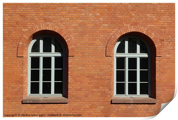 Red brick and windows Print by Paulina Sator