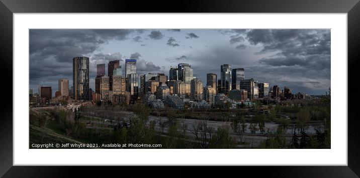 Calgary skyline panoramic Framed Mounted Print by Jeff Whyte