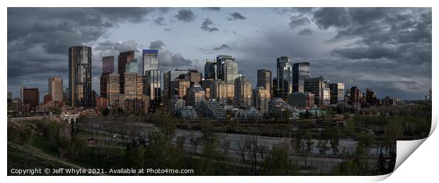 Calgary skyline panoramic Print by Jeff Whyte