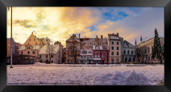 Riga, Latvia downtown in winter during sunset Framed Print by Maria Vonotna