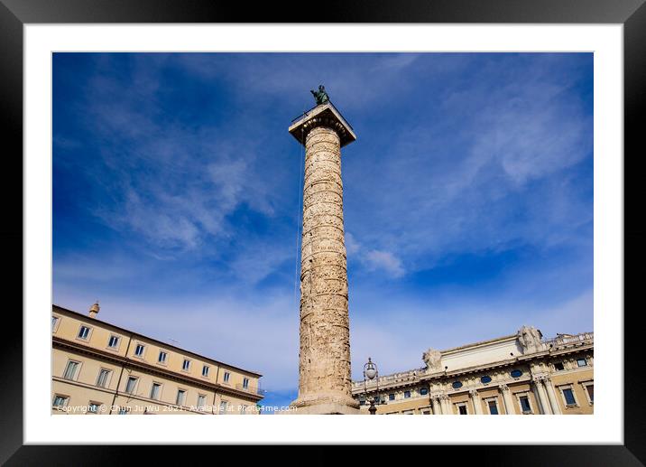 Trajan's Column, a column for Roman emperor Trajan's victory in Rome, Italy Framed Mounted Print by Chun Ju Wu