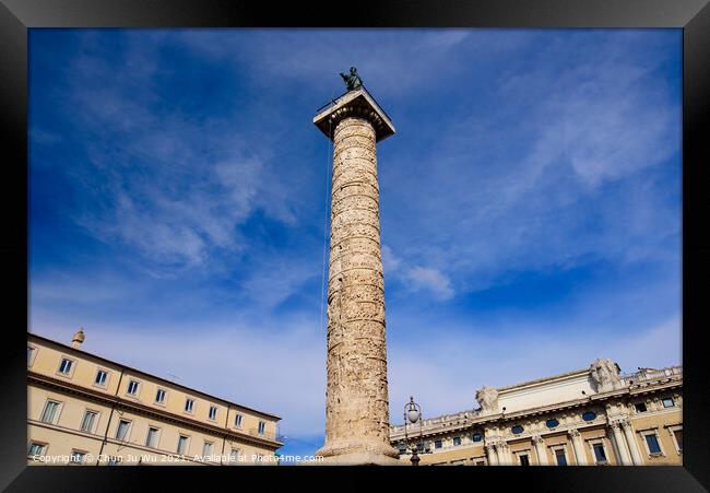 Trajan's Column, a column for Roman emperor Trajan's victory in Rome, Italy Framed Print by Chun Ju Wu