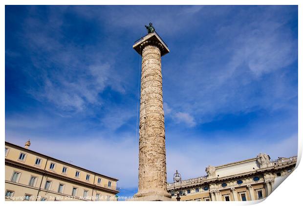 Trajan's Column, a column for Roman emperor Trajan's victory in Rome, Italy Print by Chun Ju Wu