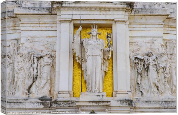 Statue of Goddess Roma at Victor Emmanuel II Monument (Altar of the Fatherland), built in honor of the first king of Italy, in Rome, Italy Canvas Print by Chun Ju Wu