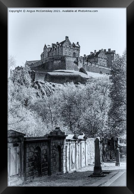 Edinburgh Castle from St Cuthbert Kirkyard #3 mono Framed Print by Angus McComiskey