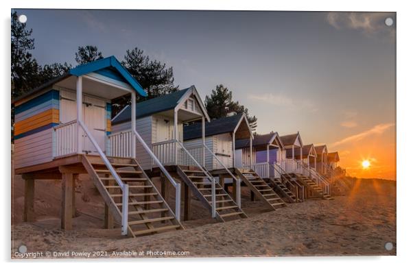 Wells Beach Hut Sunset Acrylic by David Powley