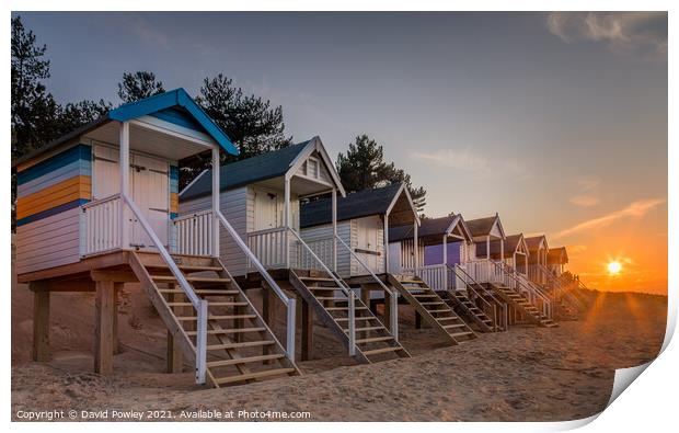 Wells Beach Hut Sunset Print by David Powley