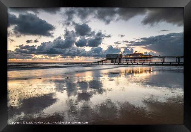 Relections on Cromer Beach Norfolk Framed Print by David Powley