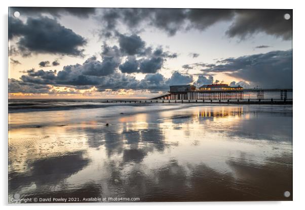 Relections on Cromer Beach Norfolk Acrylic by David Powley