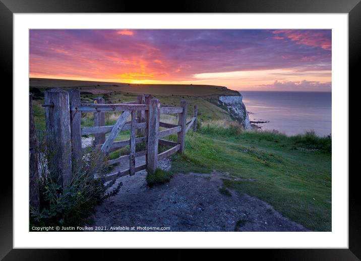Sunrise over the white cliffs of Dover Framed Mounted Print by Justin Foulkes