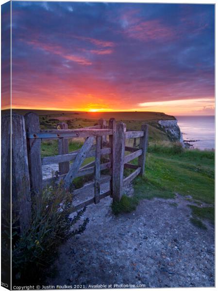 Sunrise over the White Cliffs of Dover Canvas Print by Justin Foulkes