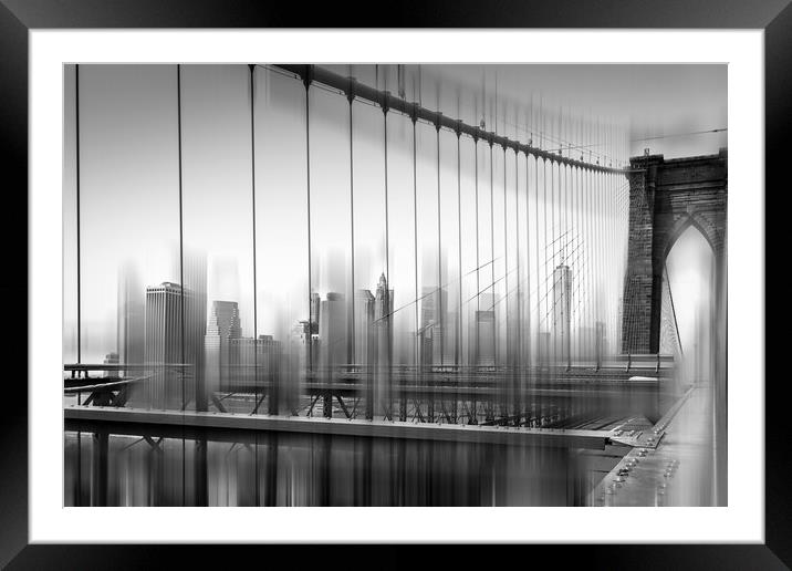 A view from the Brooklyn Bridge Framed Mounted Print by Alan Le Bon