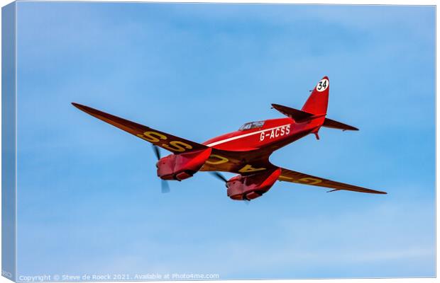 de Havilland Comet Racer Grosvenor House departs on its long journey Canvas Print by Steve de Roeck