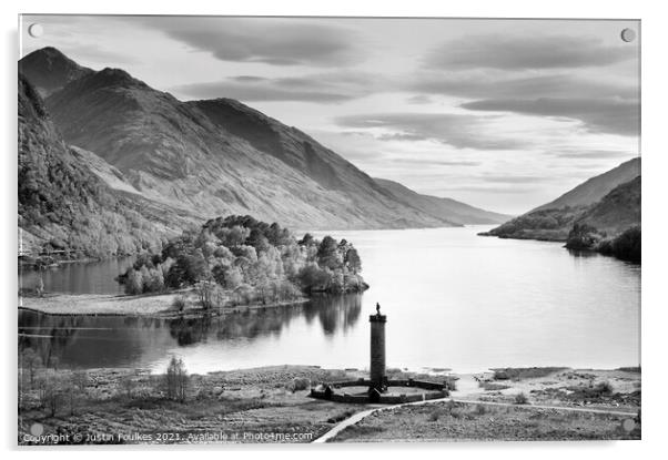 Glenfinnan Monument, Loch Shiel, Scottish Highland Acrylic by Justin Foulkes