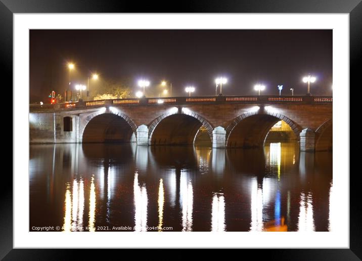 Bridge over the River Severn, Worcester at Night Framed Mounted Print by Richard J. Kyte