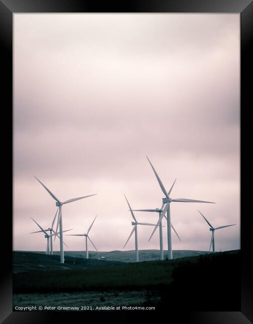 Wind Turbines In The Scottish Highlands  Framed Print by Peter Greenway
